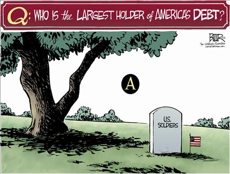 Who is largest holder of America’s debt? Soldiers. [cartoon]